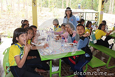 Thai students are enjoy in lunch time. Editorial Stock Photo